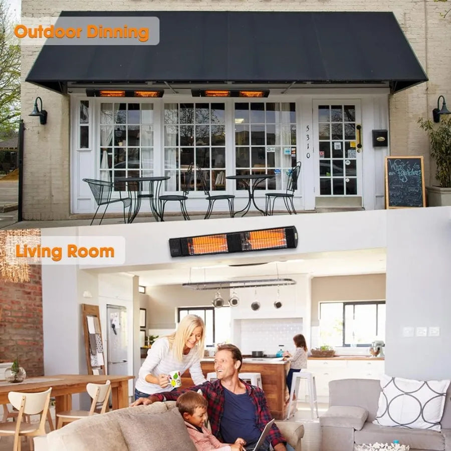 Infrared Electric Patio Heater 3000W Carbon Fiber Heating for Outdoor/Indoor Porch Deck Garage with Remote 24 Hours Timer Hard
