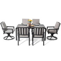 Black 7-Piece Aluminum Outdoor Dining Set with Gray Cushion