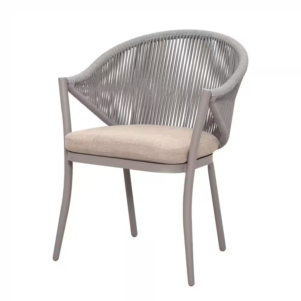 7-Piece Aluminum Outdoor Dining Set with Beige Cushion