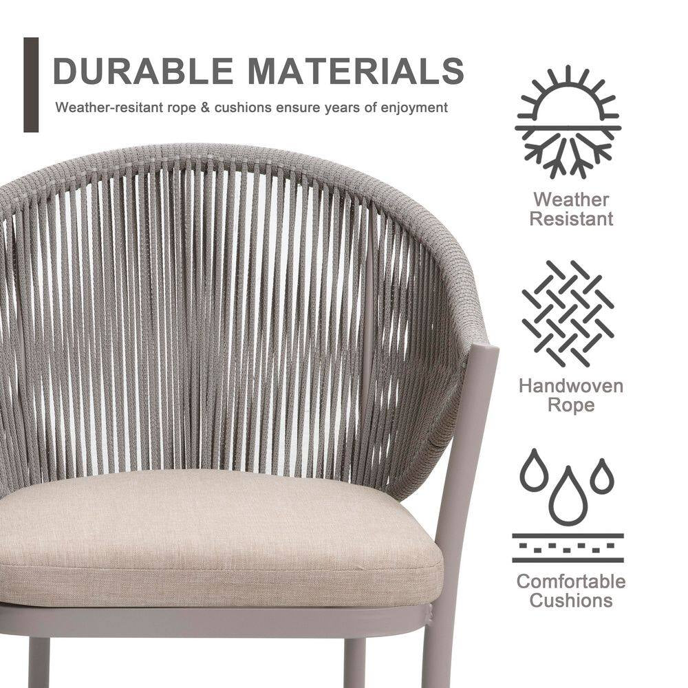 7-Piece Aluminum Outdoor Dining Set with Beige Cushion