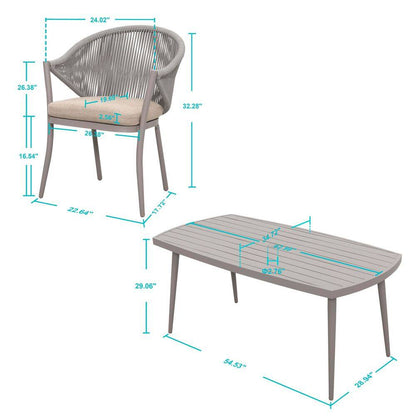 7-Piece Aluminum Outdoor Dining Set with Beige Cushion
