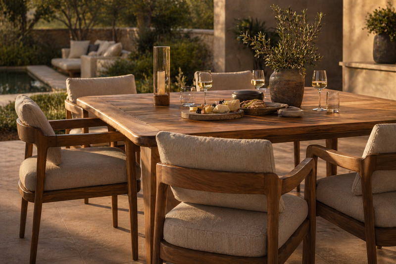 Black 7-Piece Aluminum Outdoor Dining Set with Gray Cushion