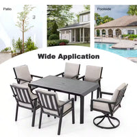 Black 7-Piece Aluminum Outdoor Dining Set with Gray Cushion