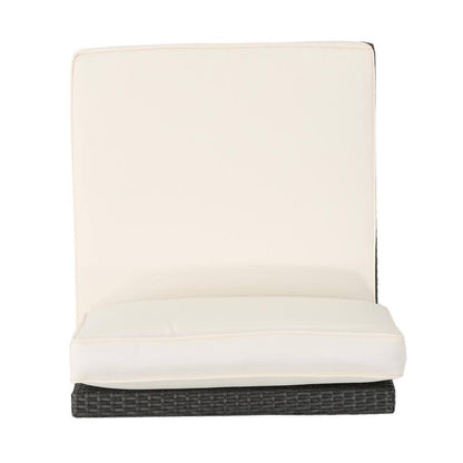 8-Piece Wicker Outdoor Patio Sectional Seating Set with White Cushions