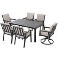 Black 7-Piece Aluminum Outdoor Dining Set with Gray Cushion