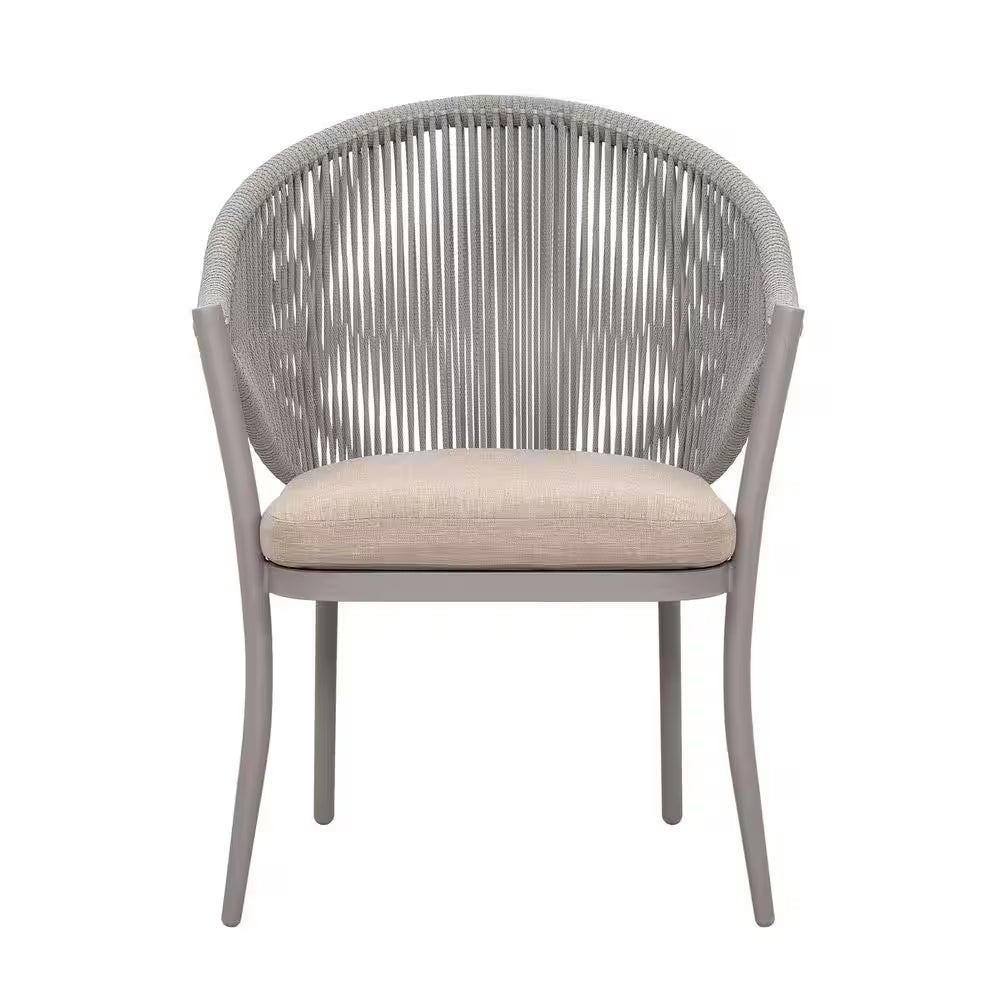 7-Piece Aluminum Outdoor Dining Set with Beige Cushion